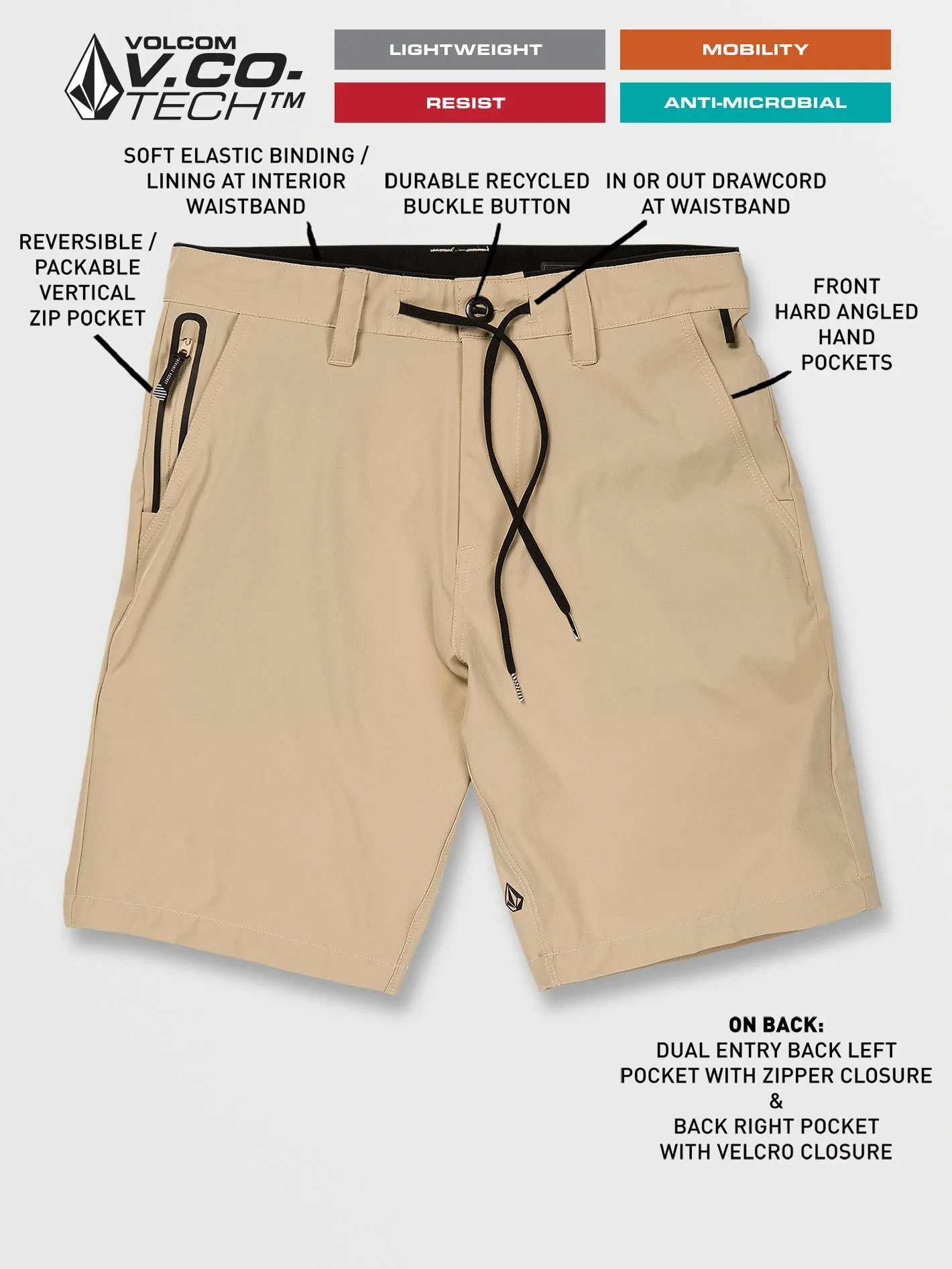 Veeco Transit Shorts - Almond