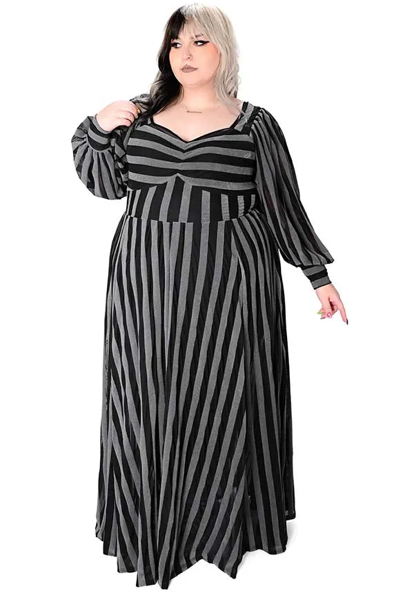 Victoria Striped [Dark Grey] | MESH GOWN