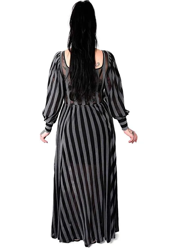 Victoria Striped [Dark Grey] | MESH GOWN