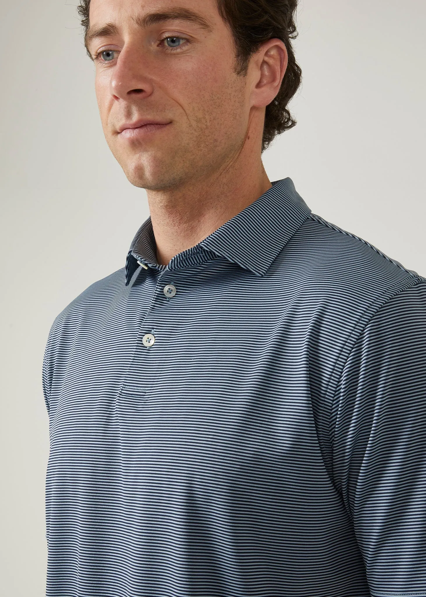 Waterbeach Striped Polo Shirt In Navy - Sports Fit