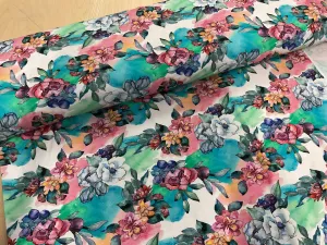 Watercolour floral Bamboo Jersey