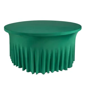 Wavy Spandex Table Cover 5ft Round - Emerald Green