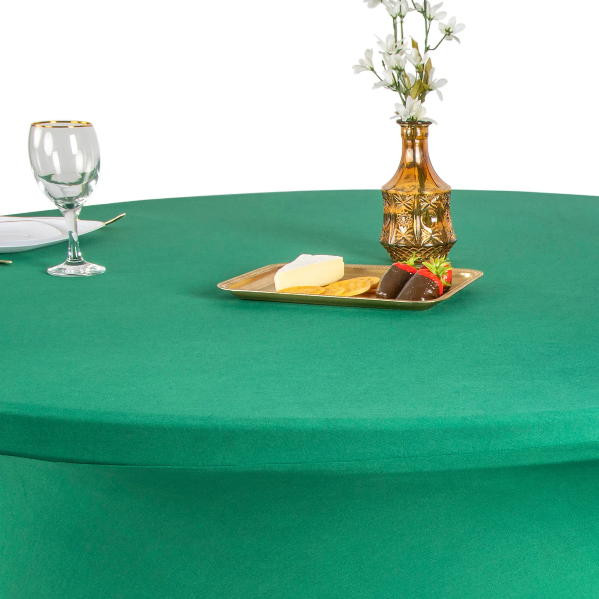 Wavy Spandex Table Cover 5ft Round - Emerald Green