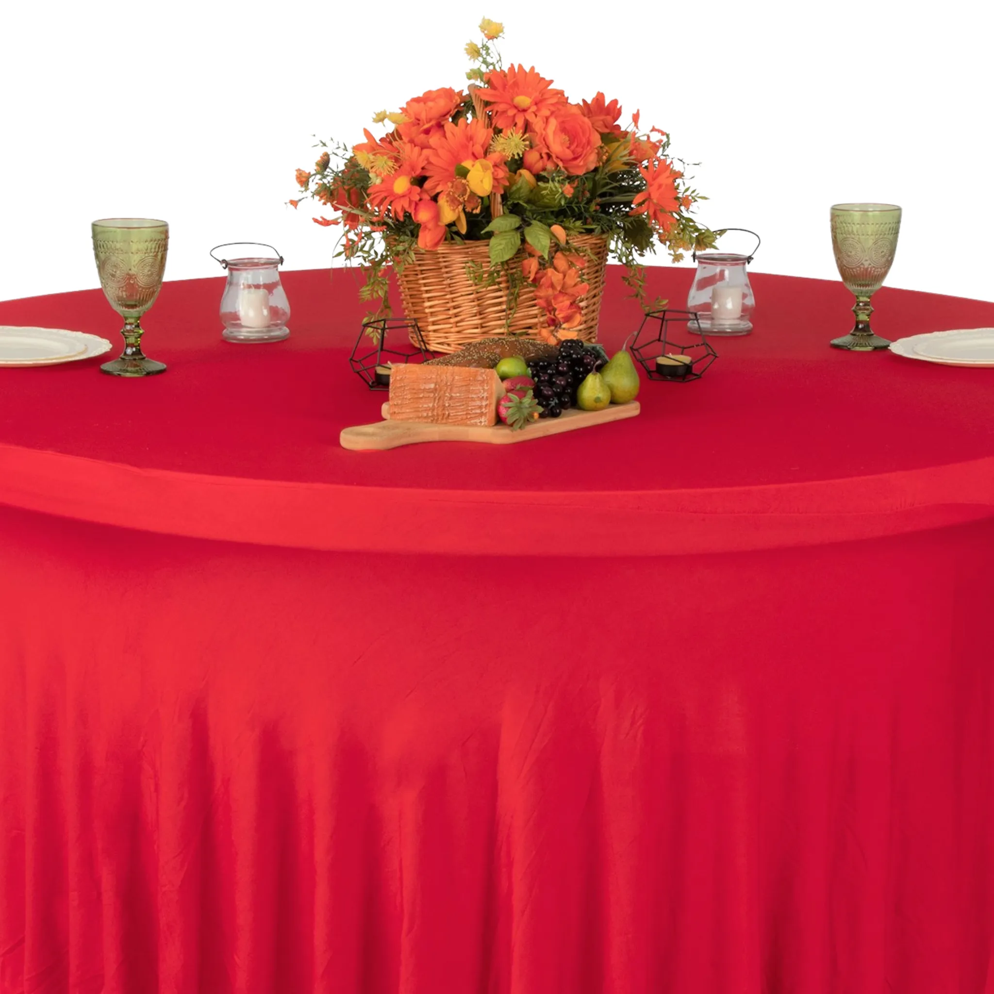 Wavy Spandex Table Cover 5ft Round - Red