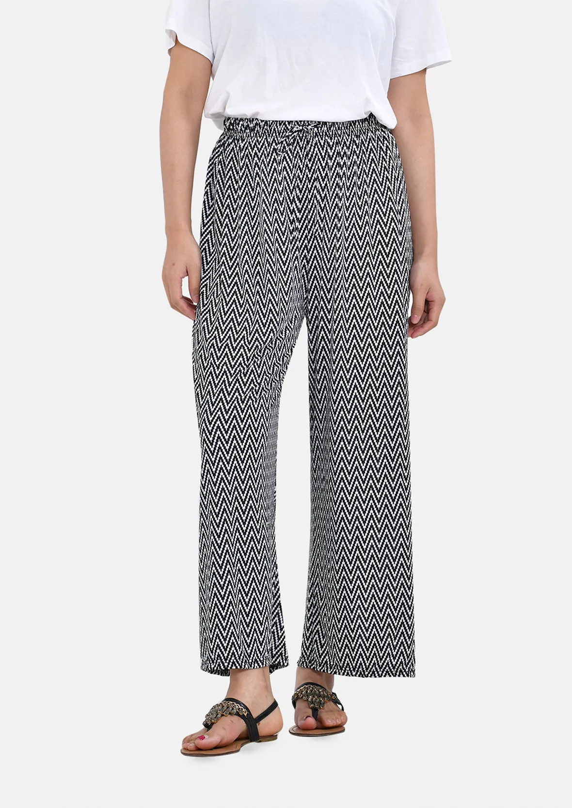 Wide Leg Trousers With Elasticated Waist