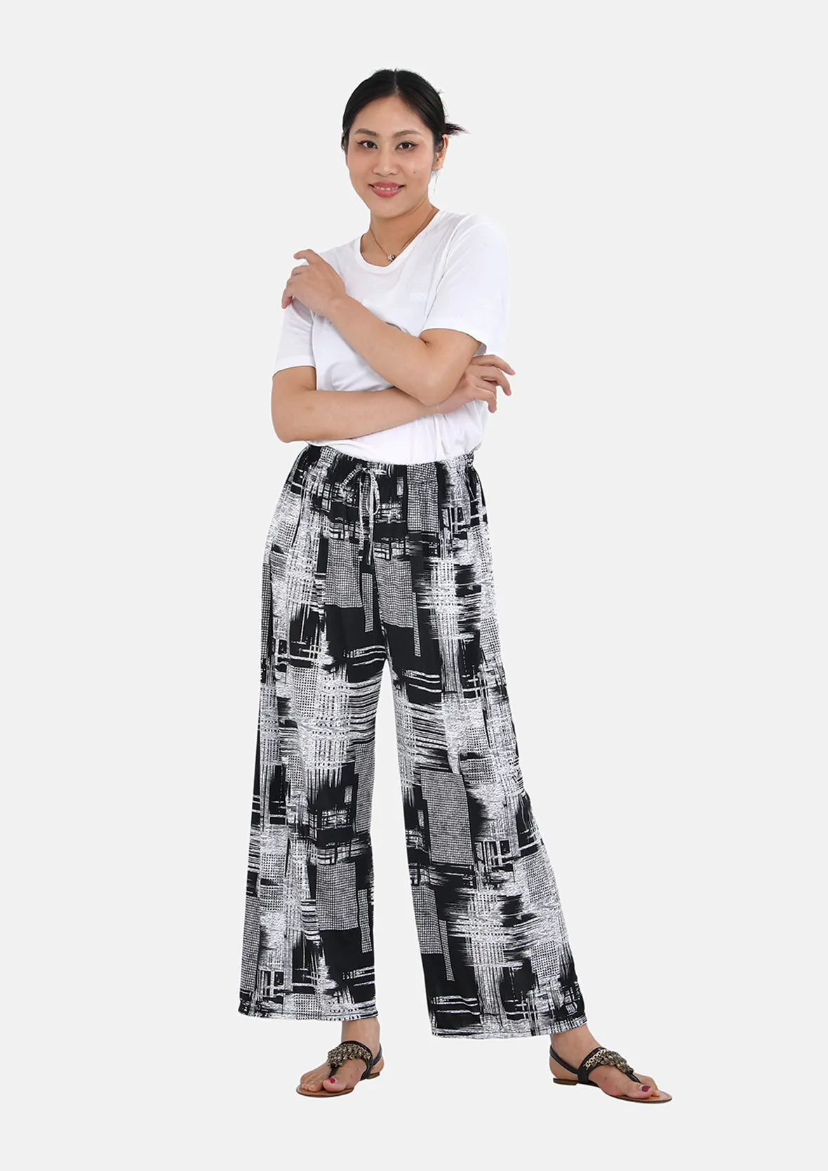 Wide Leg Trousers With Elasticated Waist