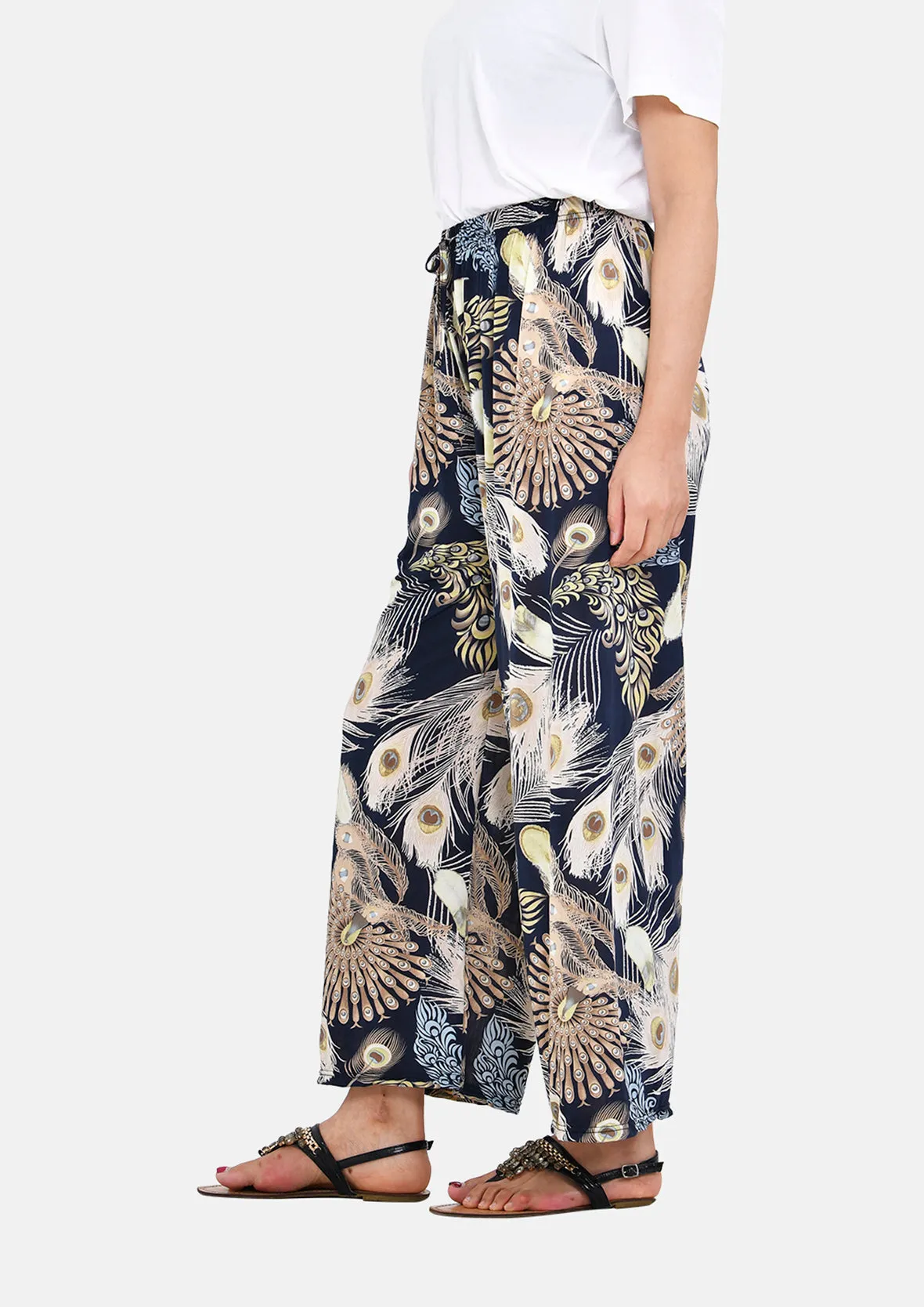 Wide Leg Trousers With Elasticated Waist