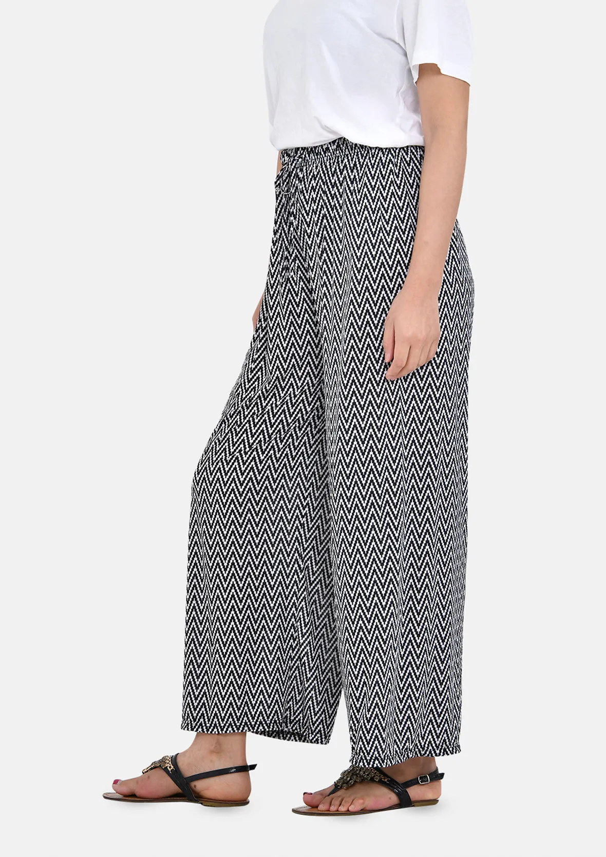 Wide Leg Trousers With Elasticated Waist