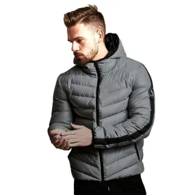 Winter Puffer Jacket Men Hooded Long Sleeve Plus Size Sporty Gym