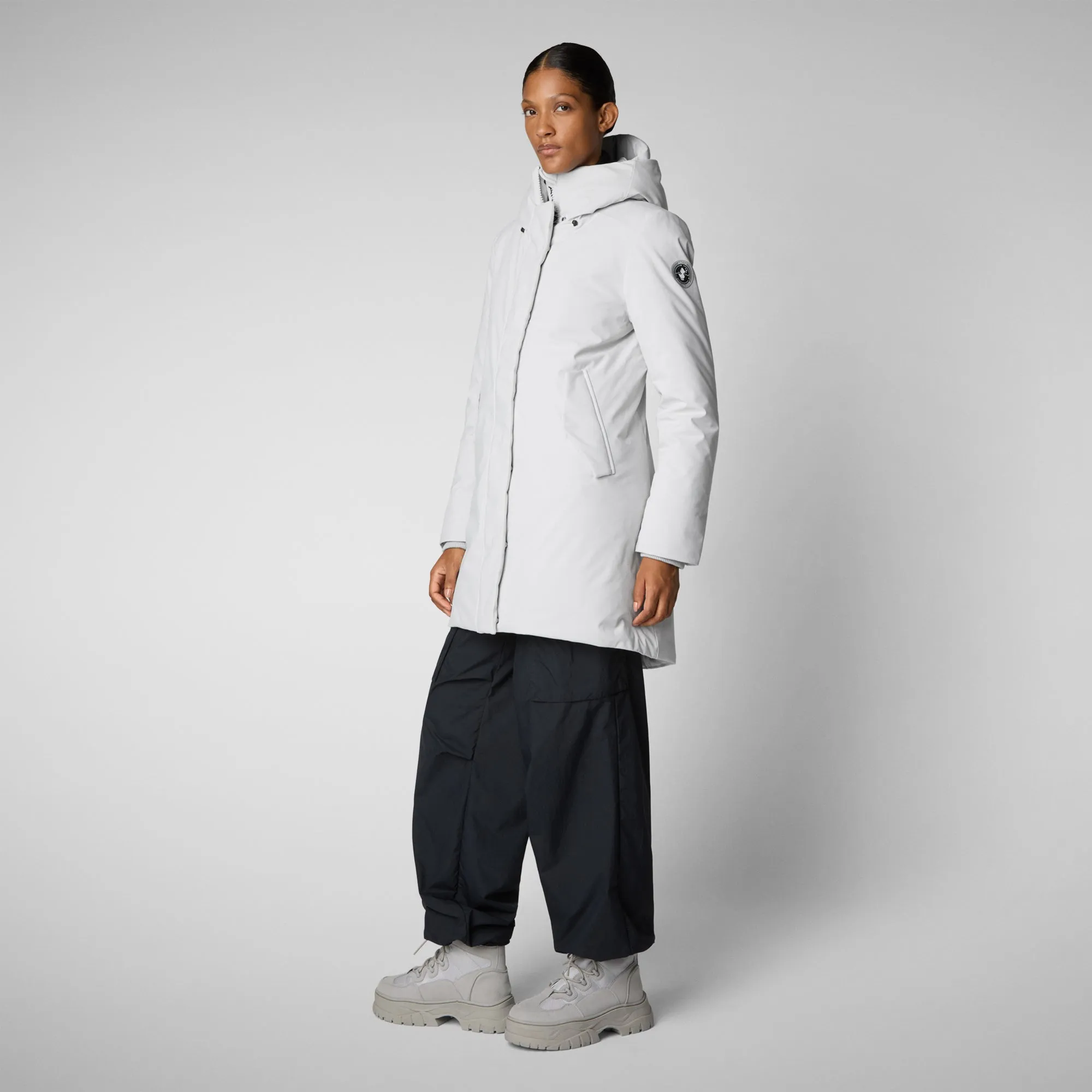 Woman's hooded parka nellie in fog grey