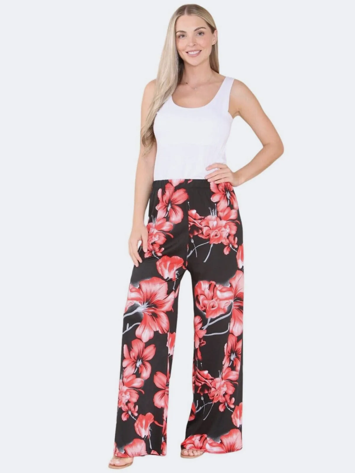 Women's Floral Paisley Print Wide Leg Palazzo Trousers