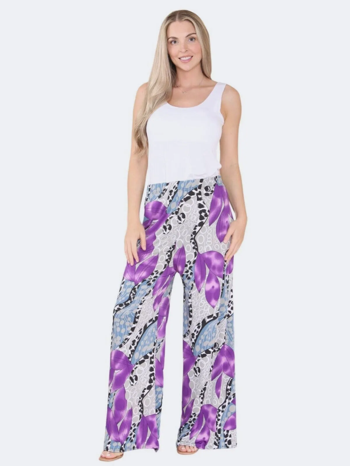 Women's Floral Paisley Print Wide Leg Palazzo Trousers