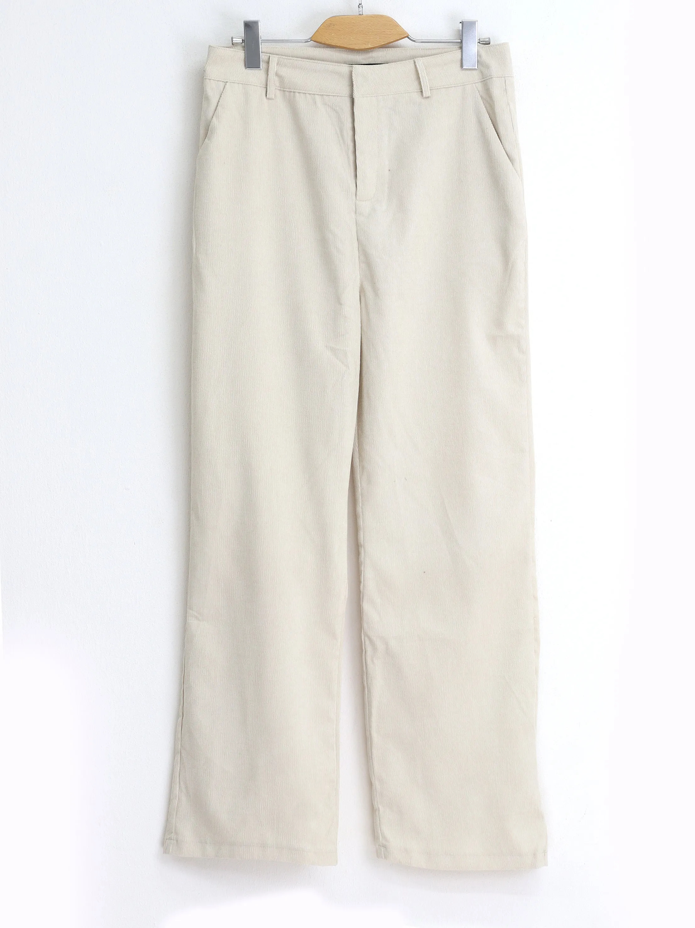 Women's Plain Corduroy Pants,Cream