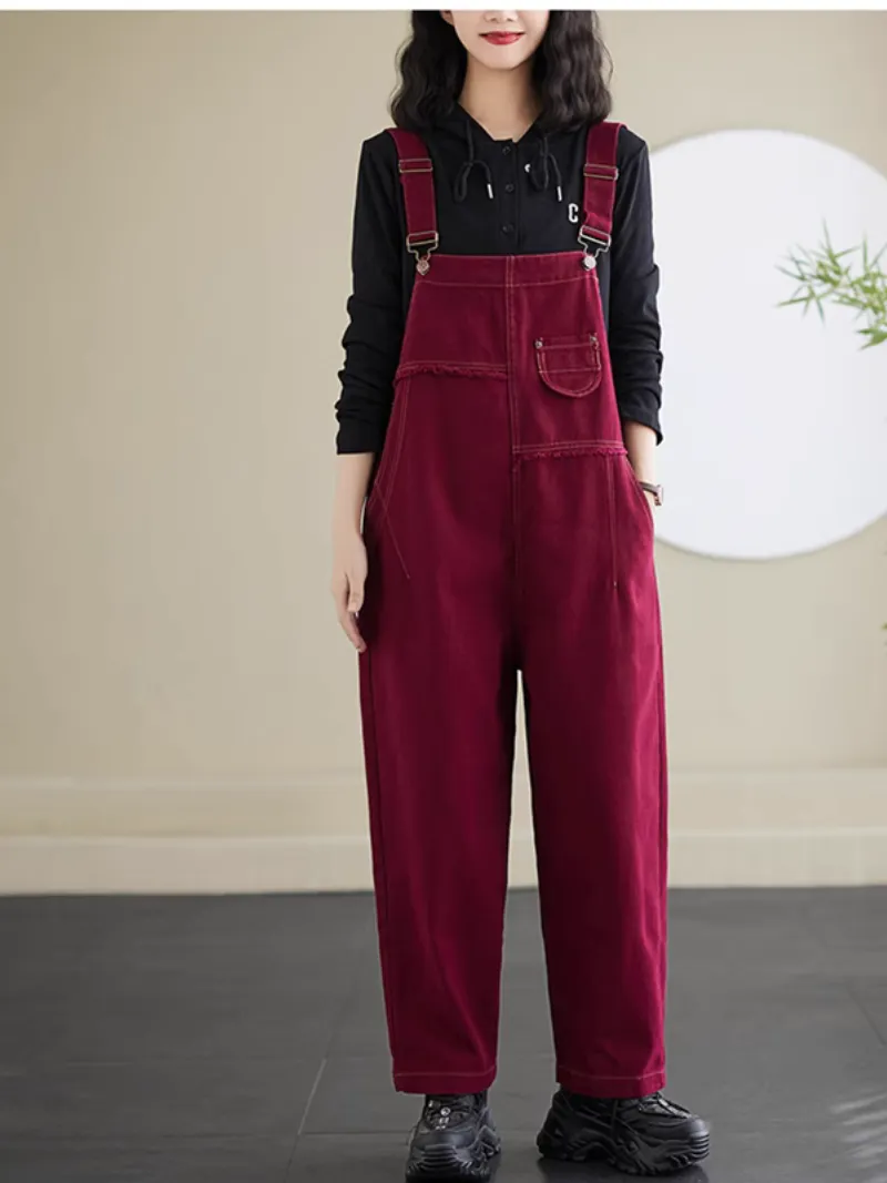 Women's Retro Stylish Straight-Leg Bib's Overalls Dungarees