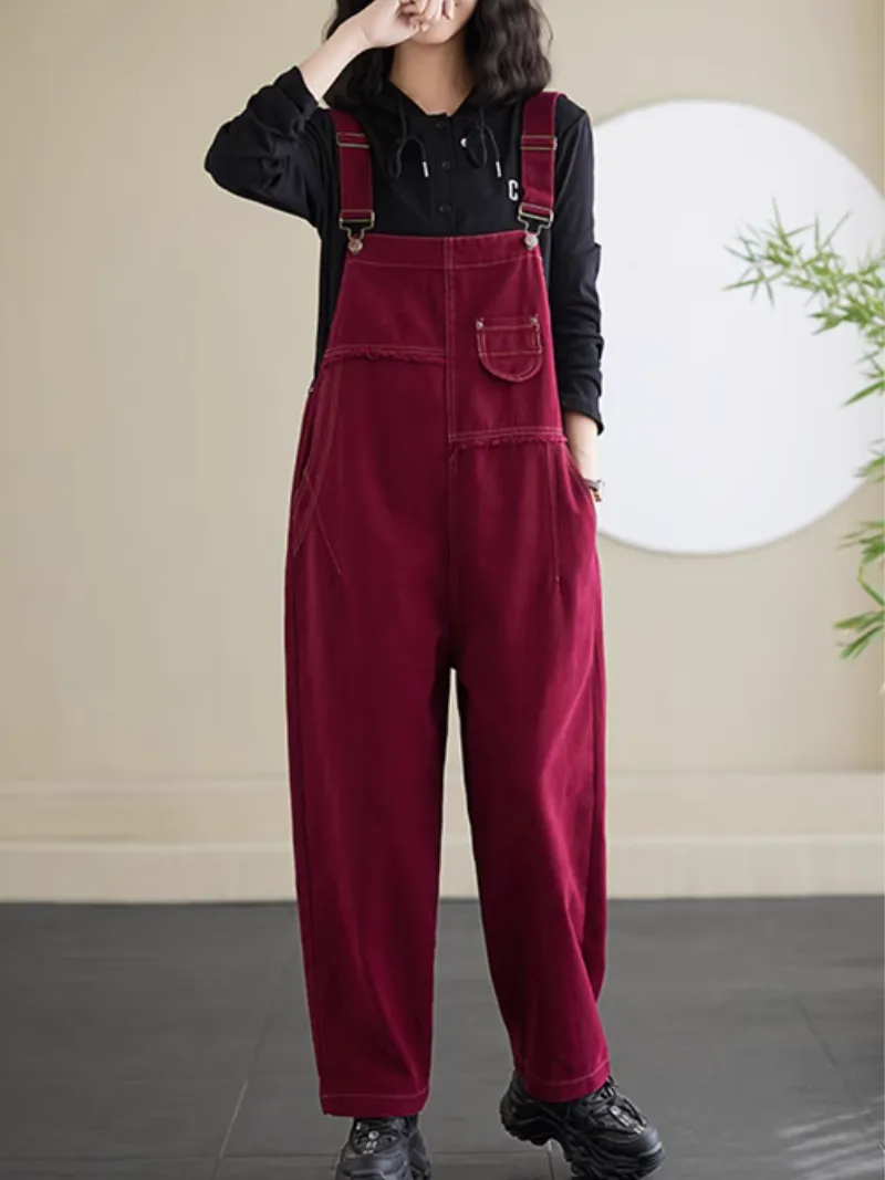 Women's Retro Stylish Straight-Leg Bib's Overalls Dungarees