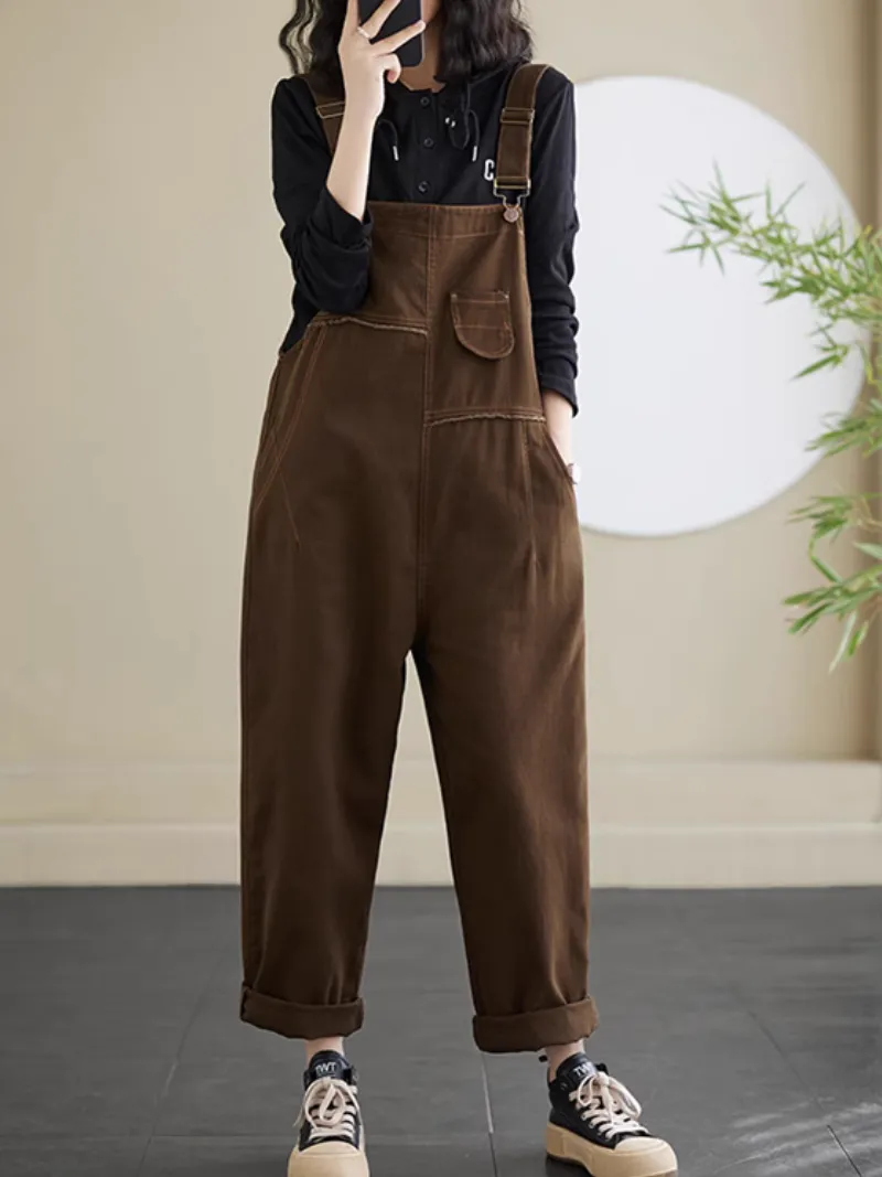 Women's Retro Stylish Straight-Leg Bib's Overalls Dungarees